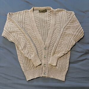 VTG 90’s EDDIE BAUER MAUVE V NECK CABLE CARDIGAN SWEATER THICK WARM MEN’s M USA